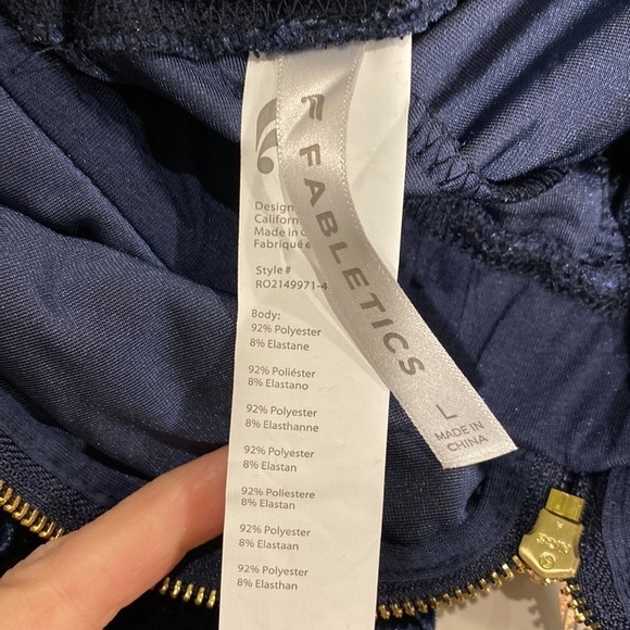 Fabletics Deep Navy Velour Zip Up Wide Leg Onesie NWT - Picture 7 of 8